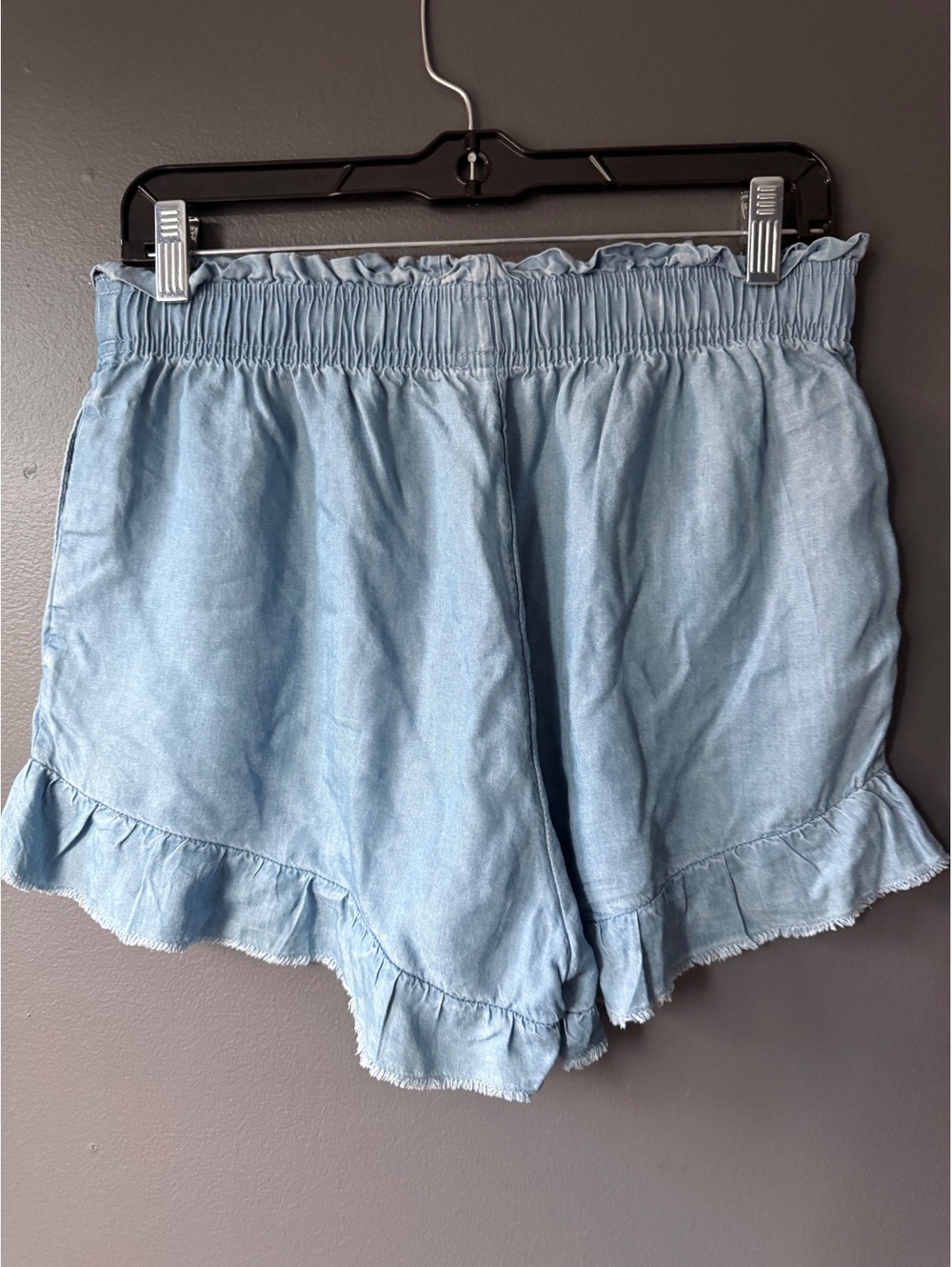 Aerie Light Blue Ruffle Hem Denim Shorts Medium